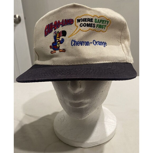 Toucan Chevron Orange Safety Hat Vintage Snapback CanDoLand KC - Picture 1 of 3